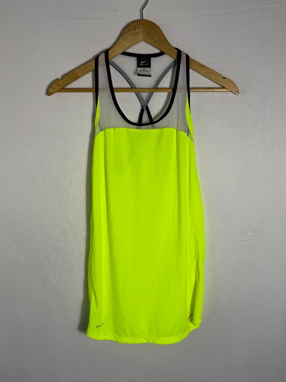 Nike Dri-FIT Tank Top Women’s Medium Neon Volt Lime Racerback Mesh Athletic